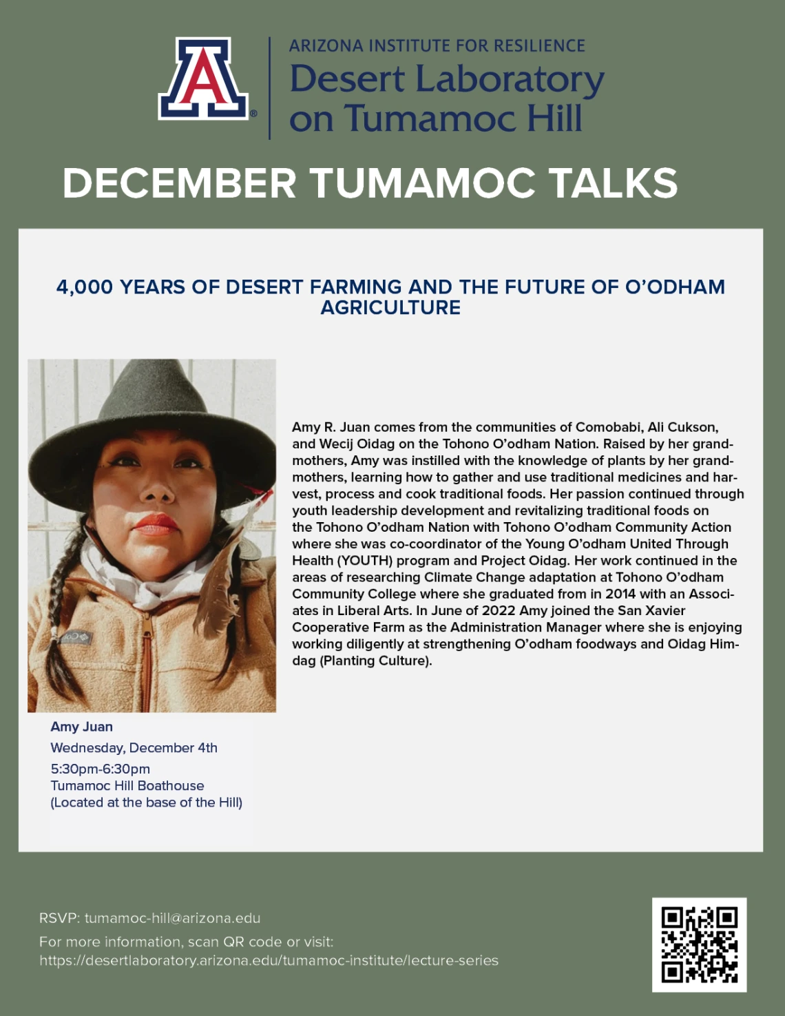 12-04-24 Tumamoc Talk by Amy Juan flyer