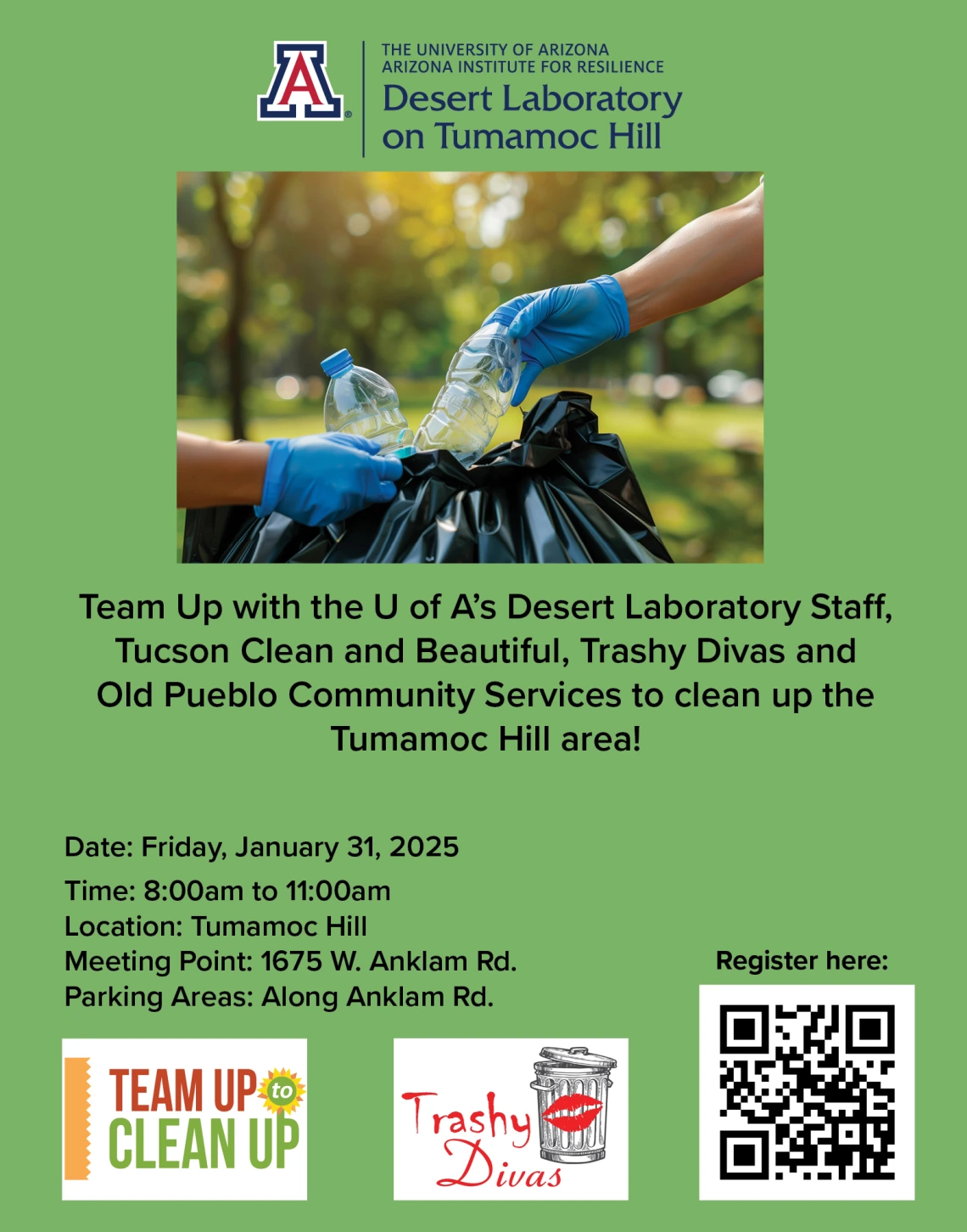 Team up tp clean up community event on Tumamoc 01/31/25