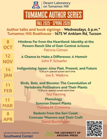 Full listing for the 2025-2026 Tumamoc Author Series
