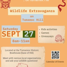 Flyer for wildlife extravaganza on Saturday, Sept 27 2025